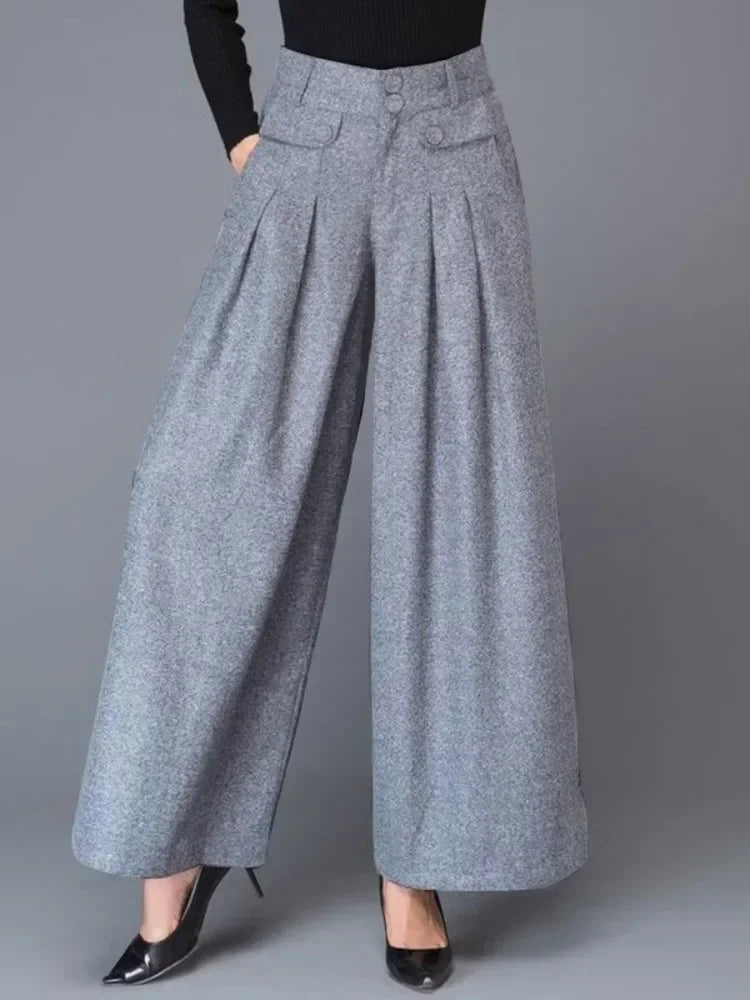 Urban Fashion Classic Grey Suit Pants for Women Fall 2025 Spring Loose Wide-leg Comfortable Pants Bottoms Office Ladies