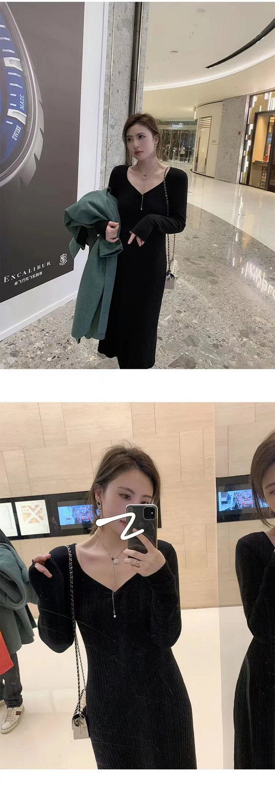 Vintage Solid Festival Slim Long Sleeve Square V Neck Midi Dress 2023 Fall Winter Evening Party Elegant Dress Simplicity Popular