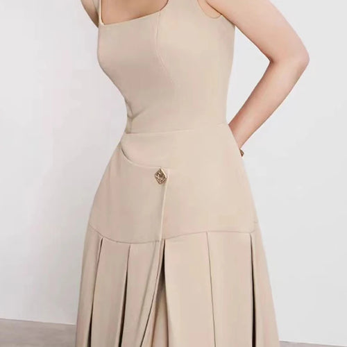 Load image into Gallery viewer, Hit Color Elegant Removable Dress For Women Square Collar Sleeveless High Waist Slimming Dress Female Fashion New
