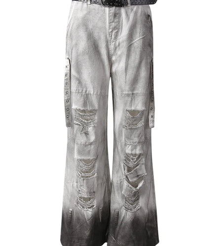 High Waist Light Gray Denim Do Old Long Casual Wide Leg Jeans New Women Trousers Fashion Tide Spring Autumn 2025 CPG3151