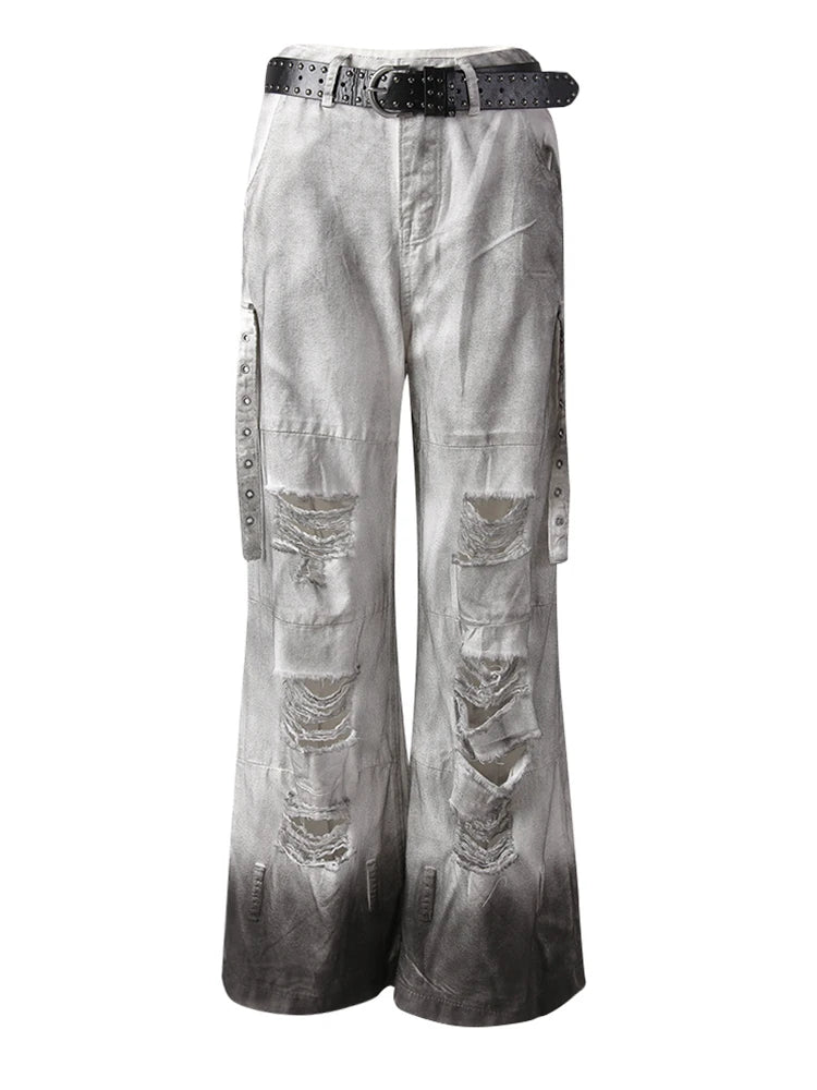 High Waist Light Gray Denim Do Old Long Casual Wide Leg Jeans New Women Trousers Fashion Tide Spring Autumn 2025 CPG3151