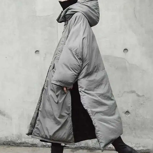 Load image into Gallery viewer, Hooded Cotton-padded Gray Big Size Long Warm Coat Long Sleeve Loose Fit Women Parkas Fashion Autumn Winter 2025 JE02002
