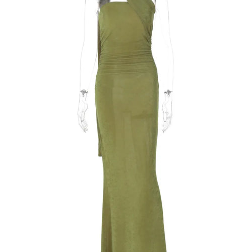 Load image into Gallery viewer, Halter Strapless Sexy Maxi Dress For Women Fashion Green Off-shoulder Backless Sleeveless Bodycon Elegant Long Dress
