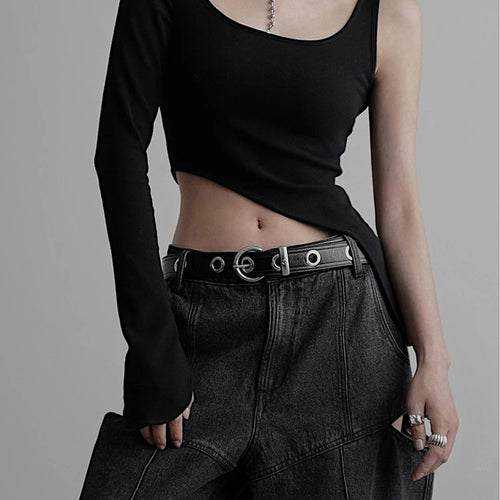 Load image into Gallery viewer, Black Irregular 3 Ways Wear Knitting Sweater O-neck Long Sleeve Women Pullovers New Fashion Spring Autumn 2025 1DH9225
