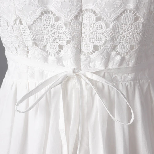 Load image into Gallery viewer, Women White Lace Hollow Out Elegant Slim Dress New Square Collar Short Sleeve Fashion Tide Spring Summer 2025 CPG3161
