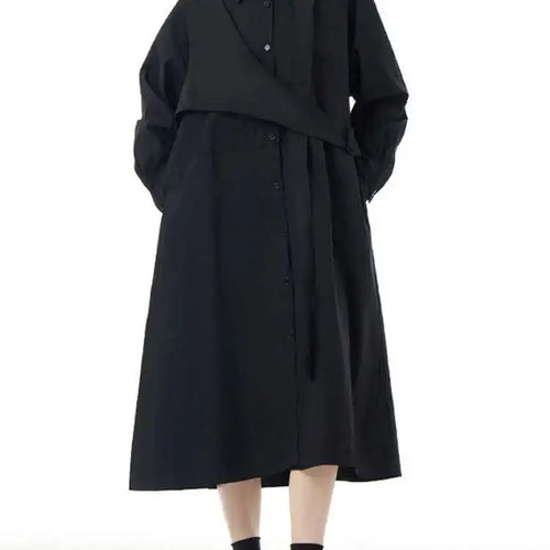 Load image into Gallery viewer, Women Purple Belted Big Size Irregular Midi Shirt Dress New Lapel Long Sleeve Fashion Tide Spring Autumn 2025 1DH5164
