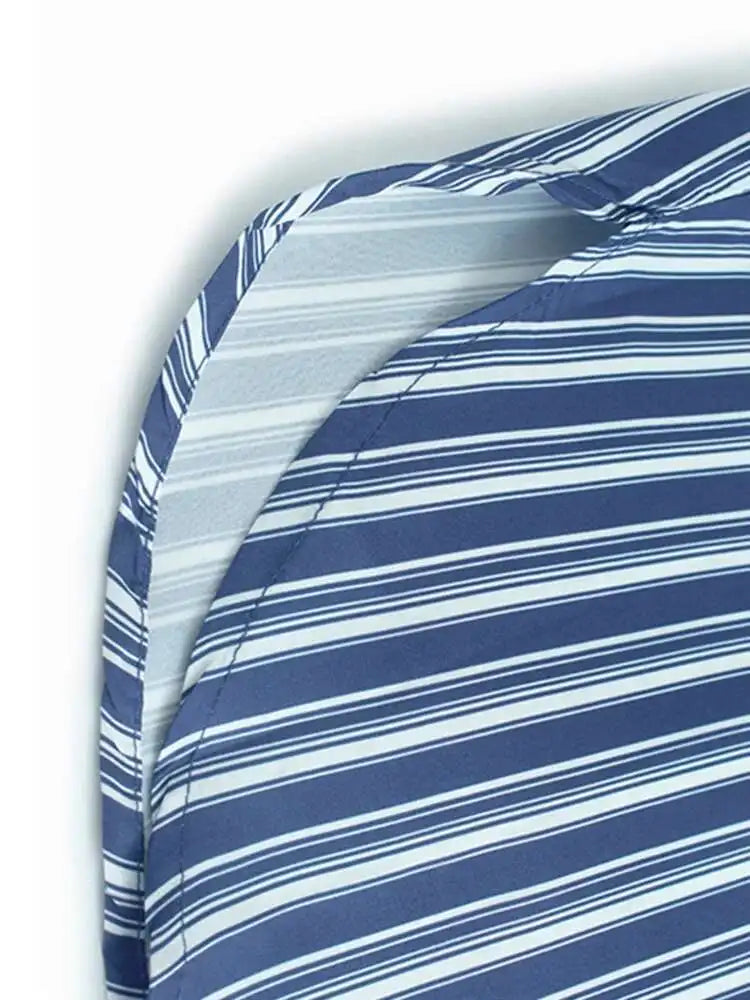 Women Blue Striped Spliced Pocket Big Size Casual Shirt Dress New Lapel Sleeve Fashion Tide Spring Summer 2025 1DH9810