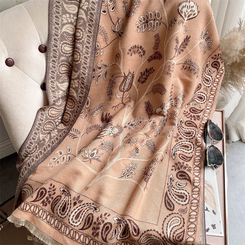 Load image into Gallery viewer, Warm Winter Scarf Cashmere Women Pashmina Design Print Shawls Wrap Female Thick Blanket Soft Bufanda Stoles Fashion
