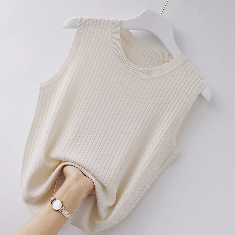 Camisole Summer Cropped Knit Slim Sleeveless Tops Female Fashion 2024 Chic Lady Crop Top Solid Tank Tops Femme