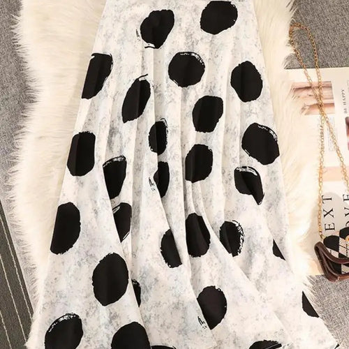 Load image into Gallery viewer, Vintage Women Casual Dot Print Pleated A-line Skirt Elegant Elastic High Waist Female Summer Festival Party Midi Skirts Boho New
