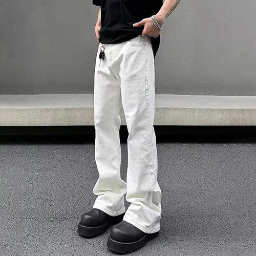 Load image into Gallery viewer, Men's Jeans New American Micro Flared Denim Pants Slim Fit Solid Color High Street Stylish Male Casual Trousers 9W1483
