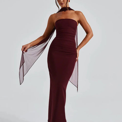 Load image into Gallery viewer, Elegant Strapless Zipper Bodycon Slit Party Club Evening Dress Women Sexy Sleeveless Backless Long Summer 2025 Vestidos
