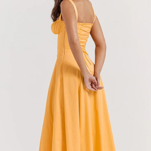 Load image into Gallery viewer, Summer Spaghetti Strap Midi Dress Elegant Long Lace Up Party Go Out Holiday Dress Balck Casual Dress for Women 2023
