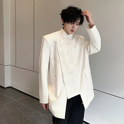 Load image into Gallery viewer, Spring Men&#39;s Suit Coat Solid Color Single Breasted Stand Collar New Chinese Style Fashion Tide Blazer Letter 9W1343
