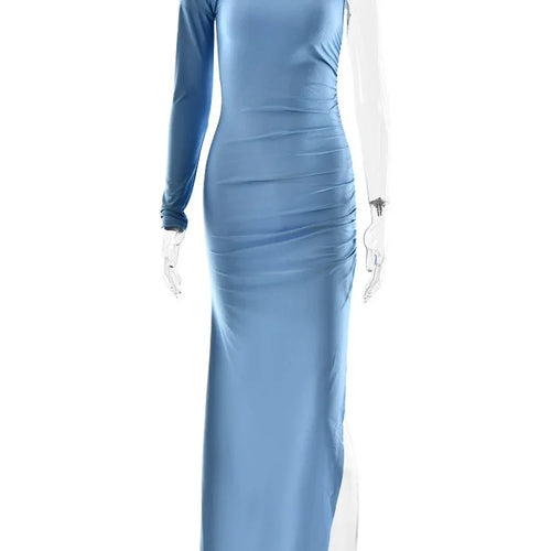 Load image into Gallery viewer, Elegant Single Sleeve High Elasticity Tight Fold Dress Women New 2025 Winter Party Club Evening Dress Bodycon Vestdos
