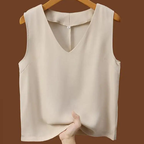 Load image into Gallery viewer, Women Summer Black White Festival Tank Tops Casual Brown Beige Lady V-neck Sleeveless Versatile Short Vest Clothing Simplicity
