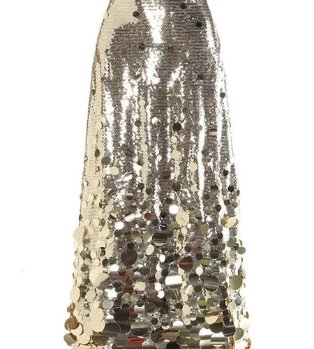 High Waist Red Sequins Shining Elegant A-line Party Half-body Skirt Women Fashion Tide New Spring Autumn 2025  1DH7717