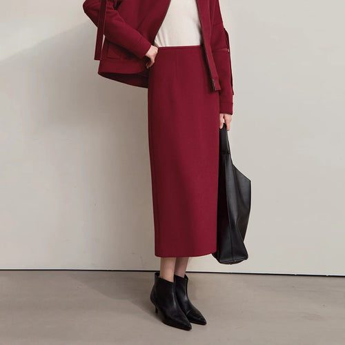 Load image into Gallery viewer, Women's Skirt 2025 Winter New Minimalist Solid Color Commuter Skirts For Woman Wool Long Versatile Clothing Female 12544047
