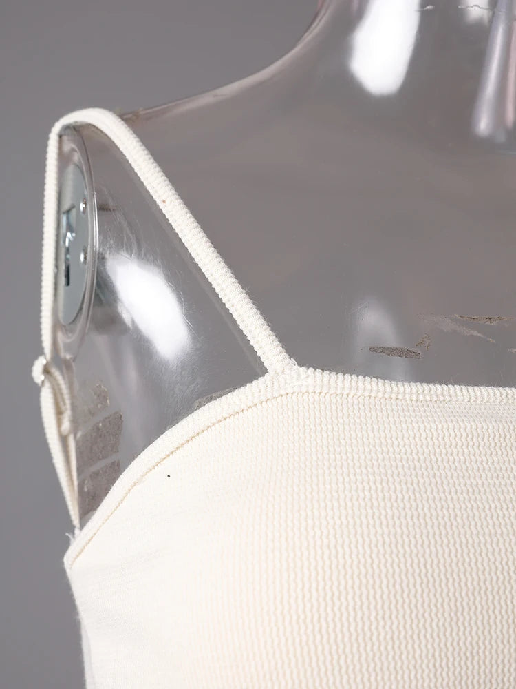 Beige Irregular Tank Top Brief Wide Leg Pants Two Piece Suit New Sleeveless Women Fashion Tide Spring Summer 2025 CPG3157