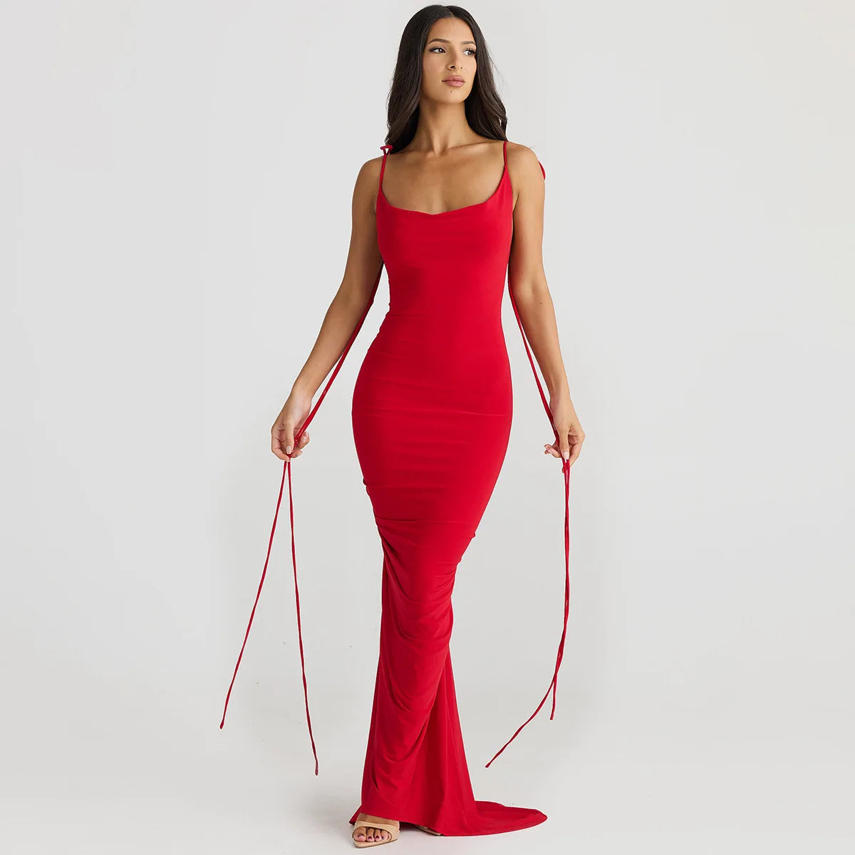 Floral Backless Sexy Maxi Dress Women Fashion Spaghetti Strap Sleeveless Bodycon Club Party Sexy Long Fishtail  Dress