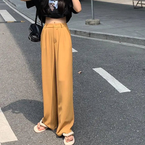 Load image into Gallery viewer, Purple Dropping Floor Pants For Women Spring Autumn 2023 Black High-waisted Suit Pants Versatile Straight Casual Yellow Trousers
