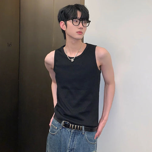 Load image into Gallery viewer, Simple Men&#39;s Vest Casual Round Collar Slim Sleeveless Solid Color Male Tank Tops Korean Style Menwear Summer 9C6772
