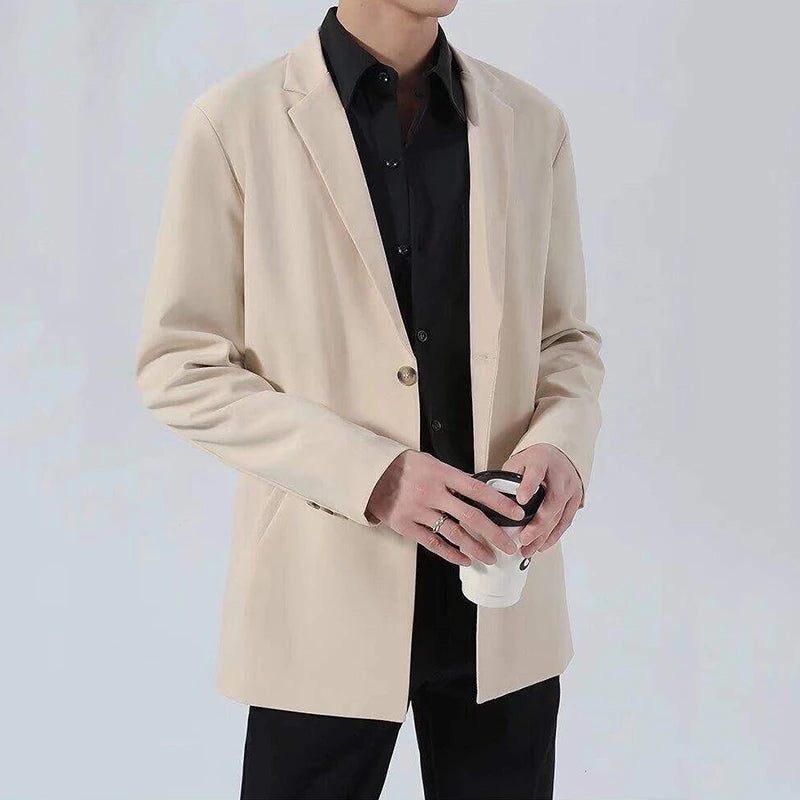 Men's Suit Jacket Spring Autumn Business Style Casual New Korean Trendy Solid Color Turn-down Collar Loose Suits 9W1204