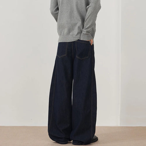 Load image into Gallery viewer, Men&#39;s Jeans New  American Style Straight Wide Leg Curved Jeans Solid Color Line Design Fashion Male Casual Trousers 9W1896
