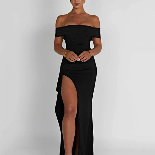 Load image into Gallery viewer, Elegant Off-shoulder High Split Maxi Dress Women Fashion Strapless Sleeveless Backless Bodycon Club Party Sexy Dress
