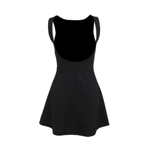 Load image into Gallery viewer, Elegant Backless Mini Tank Dress For Women Fashion Black O Neck Sleeveless Club Party A-line Basics Sexy Dress New
