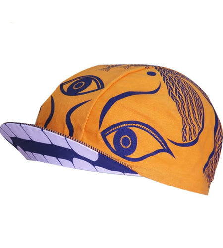 Light Yellow Three Eyes Long Beard Monster Fish Polyester Cycling Caps Outdoor For Bicycle Summer Hat Quick Dry Breathable
