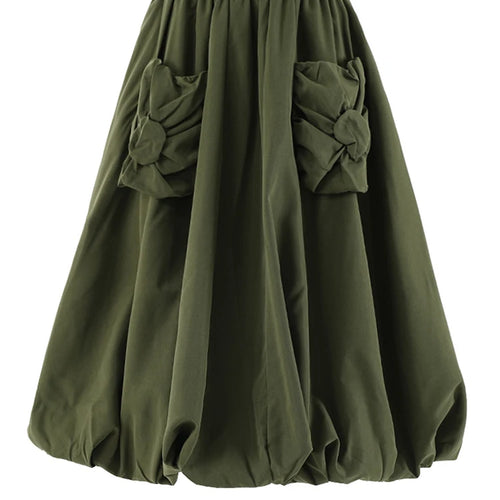 Load image into Gallery viewer, High Elastic Waist Khaki Pocket Shaped A-line Casual Half-body Skirt Women Fashion Tide New Spring Autumn 2025 CPG2082
