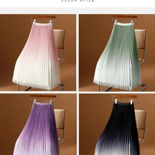 Load image into Gallery viewer, 2023 Summer Tulle Mesh Gradient Skirt High-end High Waist Long Skirt Elegant Evening Party Sexy A-line Pleated Skirts Women Boho
