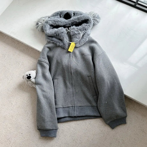 Load image into Gallery viewer, Bear Hooded Sweatshirts Jackets for Women 2024 Autumn Winter Clothing Korean Fashion Cute Y2k Tops Casual Zipper Hoodies Coats
