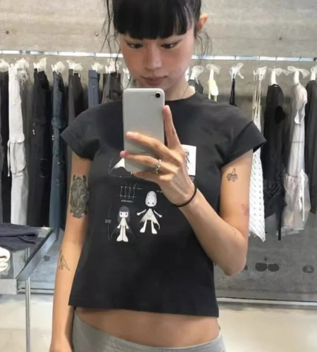 Ropa Mujer White T-shirts Women's Clothes Fashion Korean Tees Print Tunic Casual Streetwear Summer T-shirt Y2k Crop Tops