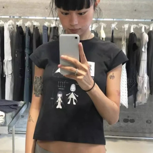 Load image into Gallery viewer, Ropa Mujer White T-shirts Women's Clothes Fashion Korean Tees Print Tunic Casual Streetwear Summer T-shirt Y2k Crop Tops
