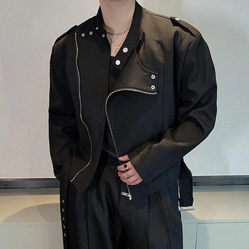 Load image into Gallery viewer, Men&#39;s Jacket New Spring Korean Solid Color Slant Zipper Handsome Design Male Stand Collar Casual Stylish Clothing 9W1413
