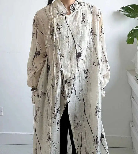 Women Apricot Textured Big Size Vintage Blouse New Stand Collar Long Sleeve Shirt Fashion Tide Spring Autumn 2025 1DH6987