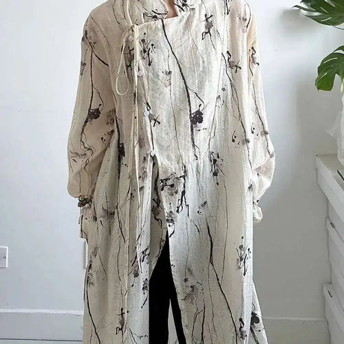 Load image into Gallery viewer, Women Apricot Textured Big Size Vintage Blouse New Stand Collar Long Sleeve Shirt Fashion Tide Spring Autumn 2025 1DH6987
