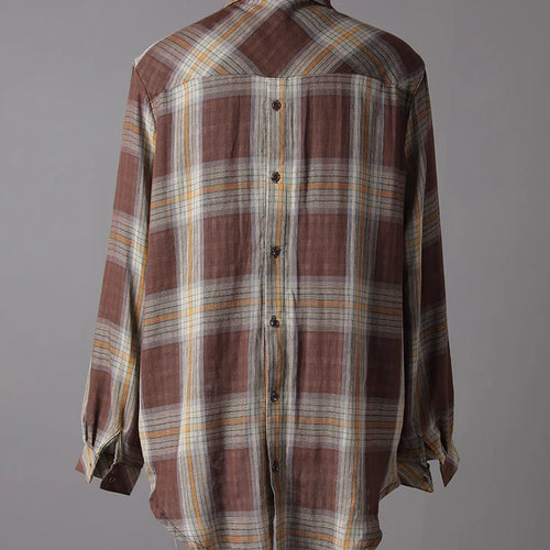 Load image into Gallery viewer, Women Plaid Vintage Back Button Big Size Casual Blouse New Lapel Long Sleeve Shirt Fashion Tide Spring Autumn 2025 26C1723
