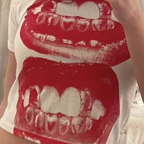 Load image into Gallery viewer, Punk Y2K Baby Short Sleeve Top Gothic Street T-shirt Women's Leisure Basic T-shirt Women's 2024 Summer Top E Girls' Gothic EMO
