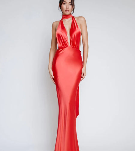 Deep V Backless Evening Dress for Women, Sexy Bodycon Dress, Satin Lace Up Flower Dress, Female Slim Party Night Clubwea