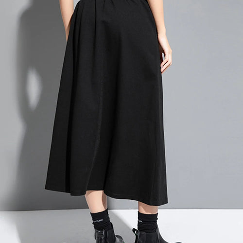 Load image into Gallery viewer, High Elastic Waist Black Irregular Spliced A-line Half-body Skirt Women Fashion Tide New Spring Autumn 2025 1DJ1268
