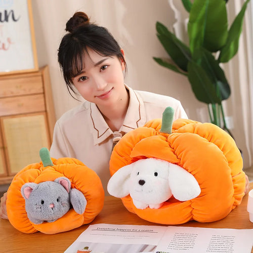 Load image into Gallery viewer, 1Pc 23/30cm Creative Pumpkin Nest Plush Toy Kawaii Cat Dog&#39;s Nests Stuffed Soft Funny Toy for Children Girls Accompany Gift
