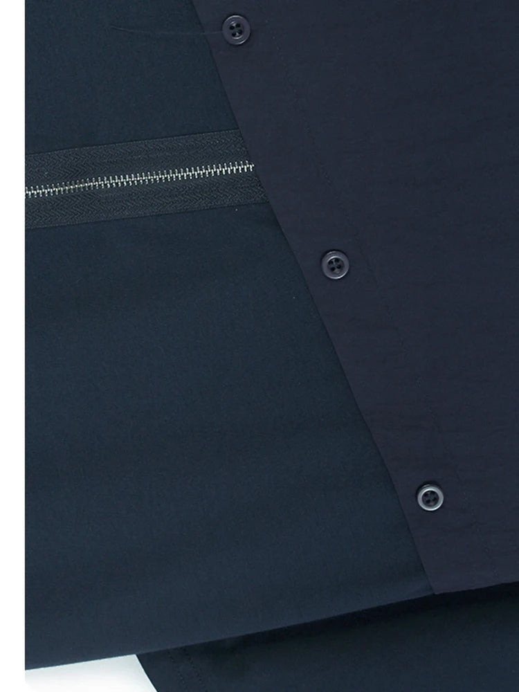 Women Gray Color-block Zipper Big Size Casual T-shirt New Round Neck Short Sleeve Fashion Tide Spring Summer 2025  1DJ0663