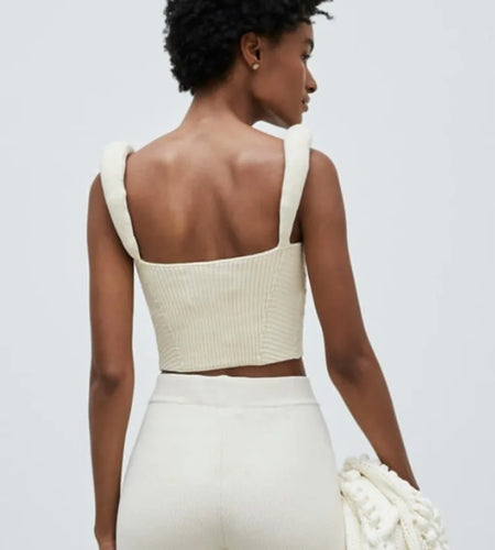 Backless Knit Sweater Crop Tops For Women Vest Fashion Spaghetti Strap Sleeveless Knitted Tank Tops Ladies Camis Tops