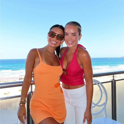 Load image into Gallery viewer, Spaghetti Strap Print Knit Mini Dress For Woman Robe Summer New Sleeveless Backless Beach Holiday Club Dress Knitwear
