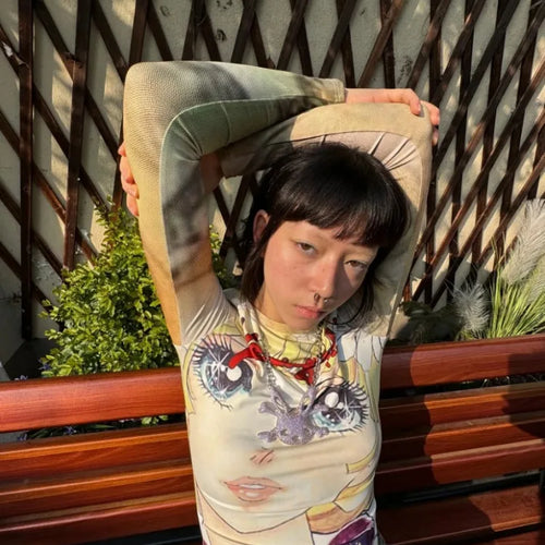 Load image into Gallery viewer, Japanese Grunge Fairy Cartoon Print Harajuku Tops T-shirt Women Streetwear Kawaii Cropped TshirtsY2k Aesthetic Vintage Cute Tees
