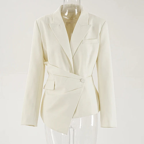 Load image into Gallery viewer, Women Beige Irregular Button Slim Elegant Blazer New Lapel Long Sleeve Jacket Fashion Tide Spring Autumn 2025 CPDB257
