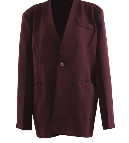 Women Wine Red With Scarf Big Size Elegant Blazer New V-neck Long Sleeve Jacket Fashion Tide Spring Autumn 2025 1DH9828